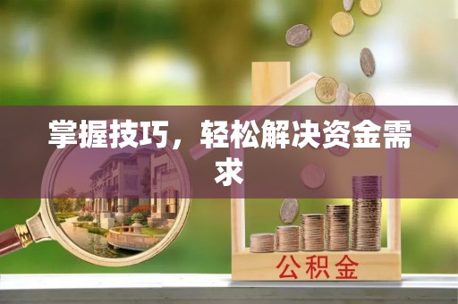 潞城掌握技巧，轻松解决资金需求